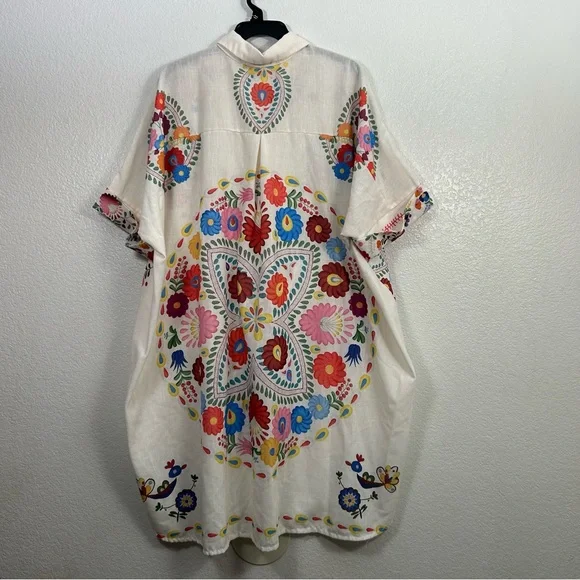 Xuna Italian Art to Wear Tunic Shirt Dress Colorful Vacation Resortwear OS - Picture 6 of 11